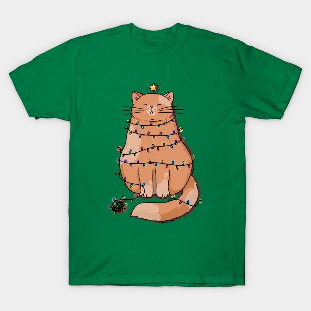 Grumpy Christmas Cat T-Shirt by natashawilona